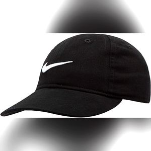 Black Nike Solid Swoosh Cotton Youth Baseball Cap 🆕 Black Nike Hat
